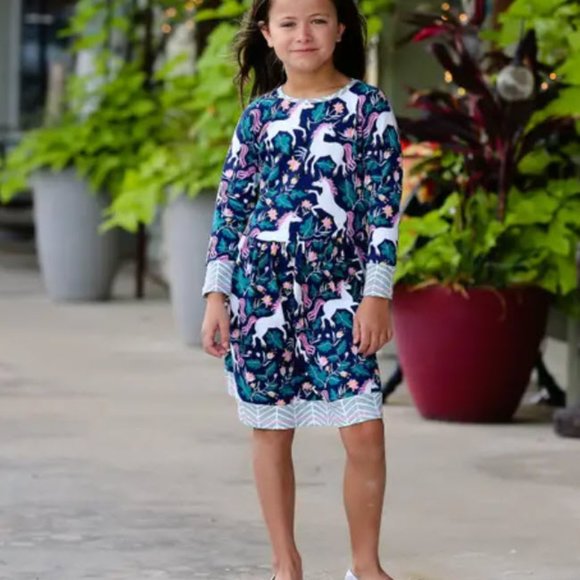 Girls Boutique Unicorn Dress - Picture 1 of 5